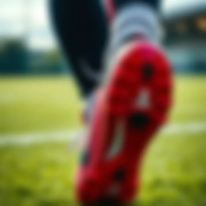 A player demonstrating proper technique while wearing turf shoes on a field