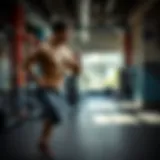 A person exercising in a gym environment with a focus on their physique