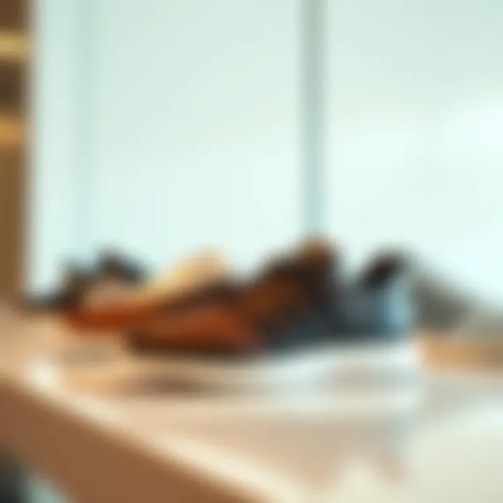 Elegant and sporty Adidas shoes displayed on a sleek surface