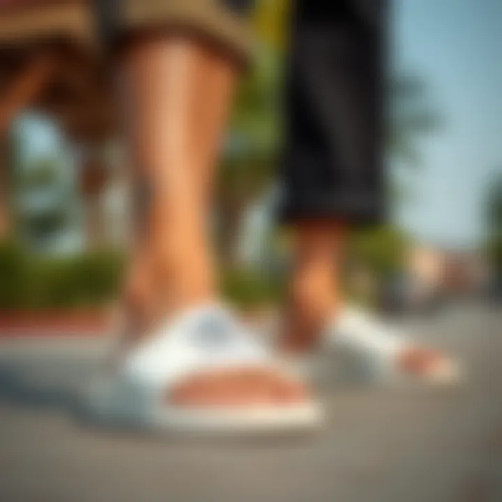 Stylish combination of Adidas sandals with summer attire