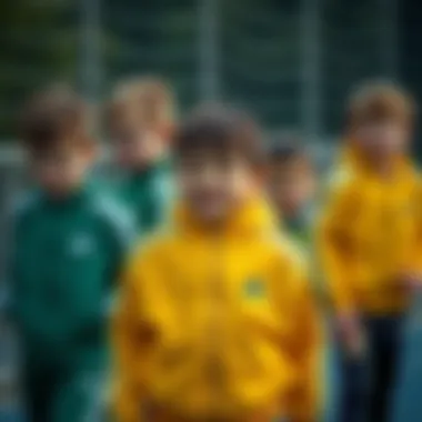 Children Enjoying Sports in Adidas Tracksuits Group of children enjoying sports in Adidas tracksuits