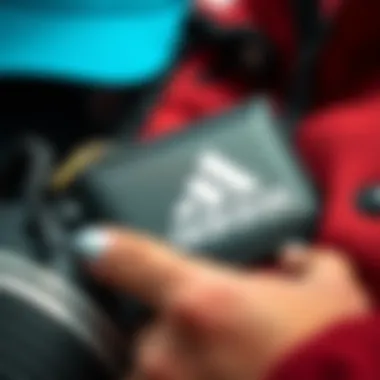 Adidas wallet displayed with sporty attire