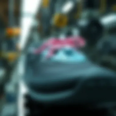 Close-up of advanced technology used in sports shoe manufacturing