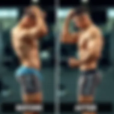 Before and after progress comparison showcasing muscle gain