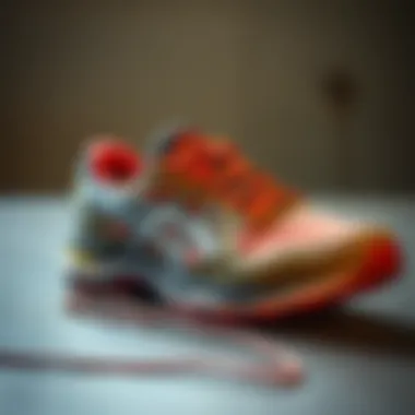Close-up of Asics shoe design elements and materials