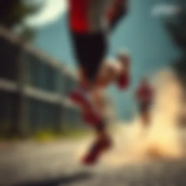 Dynamic running scene showcasing Asics footwear