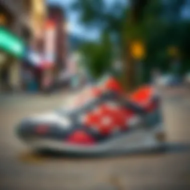 Stylish Asics shoes displayed in an urban setting