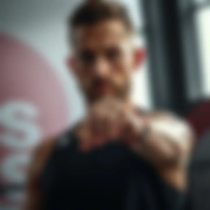 An athlete wearing a sport bracelet while engaging in an intense workout.