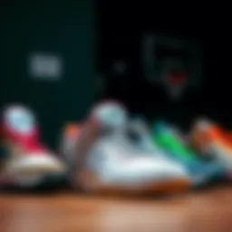 Selection of basketball shoes in various styles