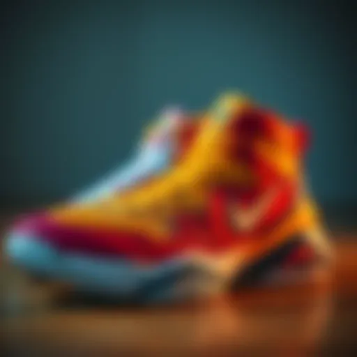 Stylish basketball shoes in a vibrant color palette showcasing modern design trends.