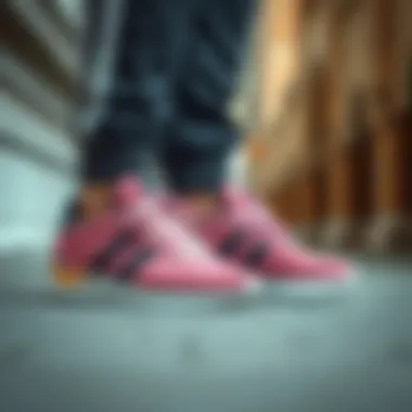 Trendy casual sneakers paired with sports attire