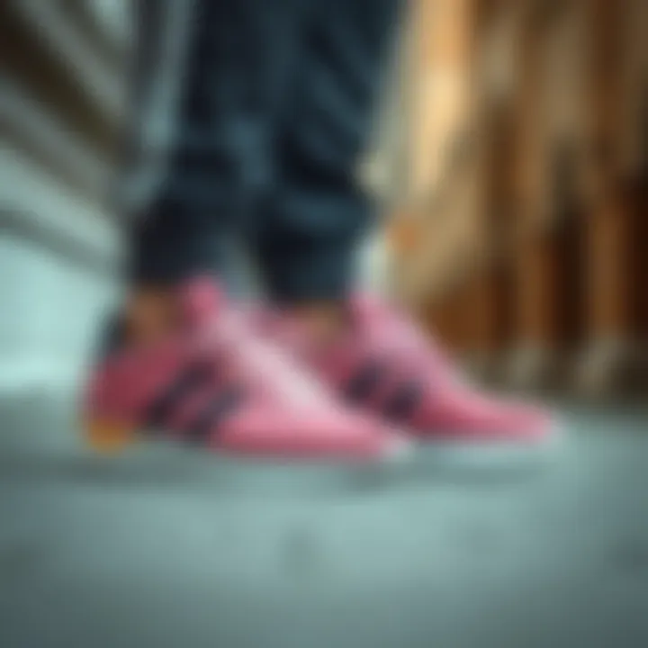 Trendy casual sneakers paired with sports attire