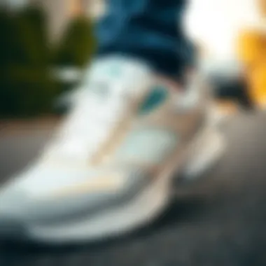 Close-up of the comfort features of Skechers shoes