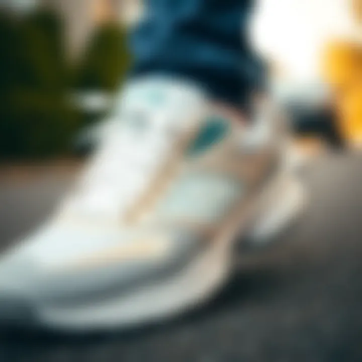 Close-up of the comfort features of Skechers shoes