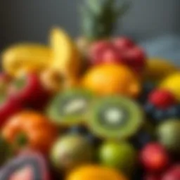 Colorful array of fruits rich in vitamins for immunity boost