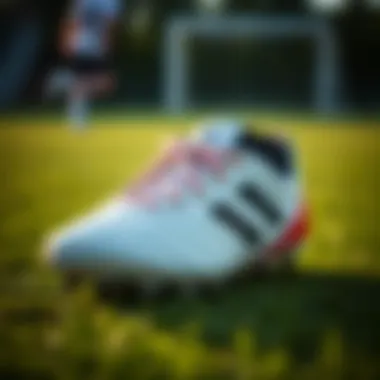 A close-up view of children's soccer cleats showcasing their design and features.
