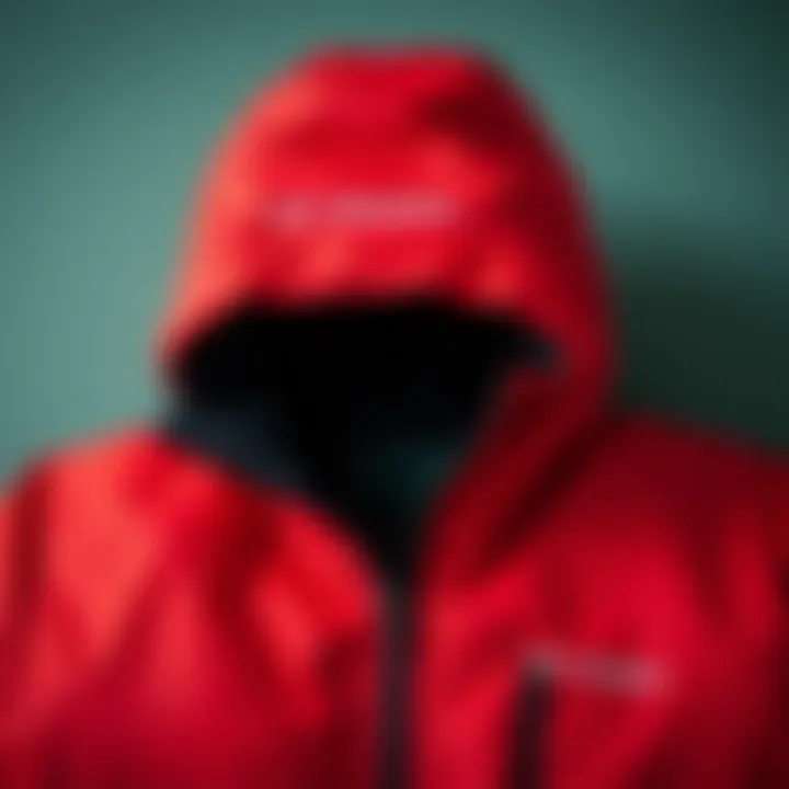 Exploring the Materials of Columbia Red Jackets Materials used in Columbia red jackets displayed for texture