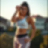 Elegant sporty outfit emphasizing curvy waist