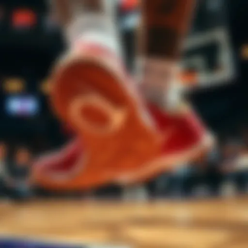 Donovan Mitchell's Signature Shoes in Action A dynamic display of Donovan Mitchell's signature shoes in action on the court