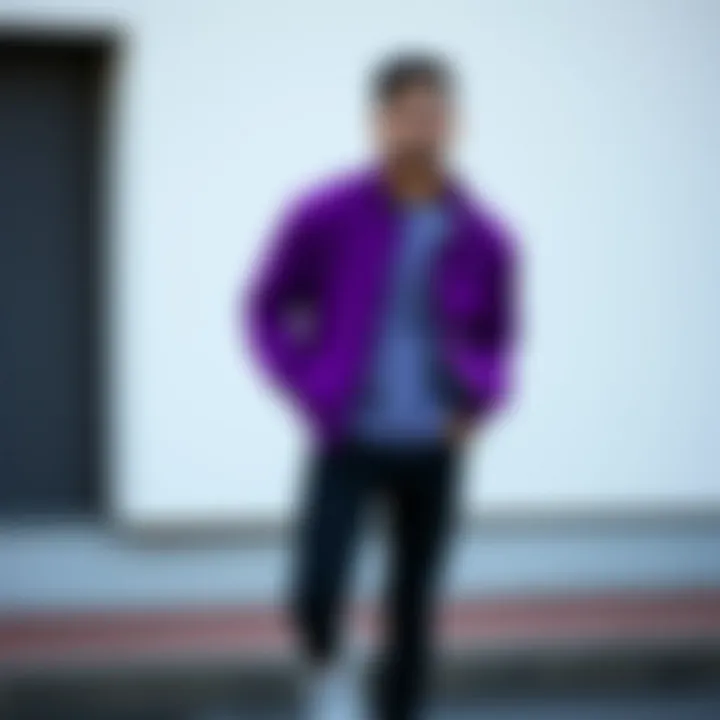 Casual Style with a Touch of Purple Fashionable combination of purple jacket with casual wear