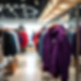 Stylish purple jacket on a modern clothing rack