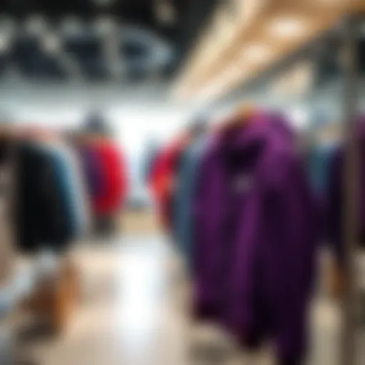 Stylish purple jacket on a modern clothing rack