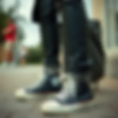 Fashionable Outfit with Leather Converse Fashionable outfit pairing with leather converse