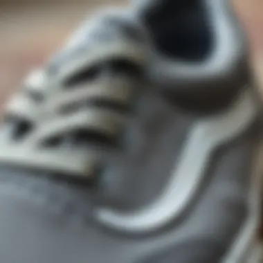 Material Quality of Grey Vans Close-up of the texture and materials of grey Vans shoes