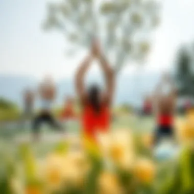 A vibrant outdoor yoga session