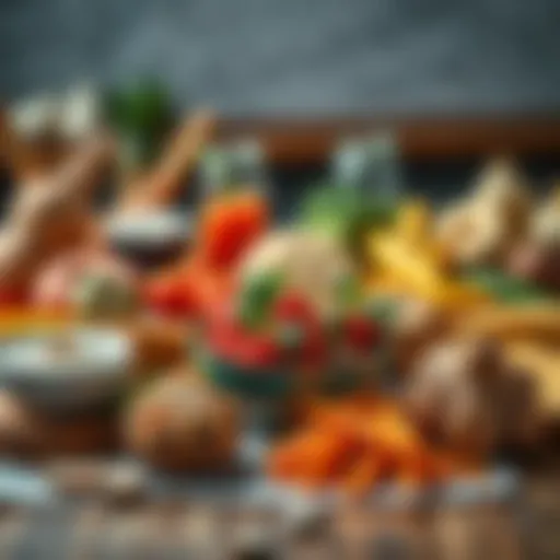 A variety of high-protein foods arranged on a table