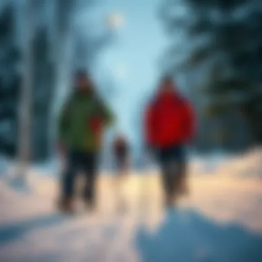 Outdoor Winter Activities with Proper Footwear An outdoor scene showcasing winter activities with appropriate footwear.