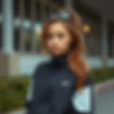 Stylish girl in a trendy tracksuit