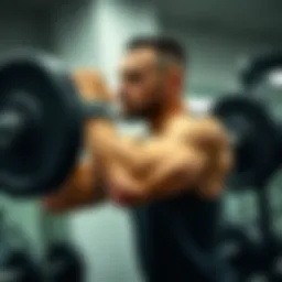 A focused individual engaged in bicep curls with a barbell, showcasing strength and form