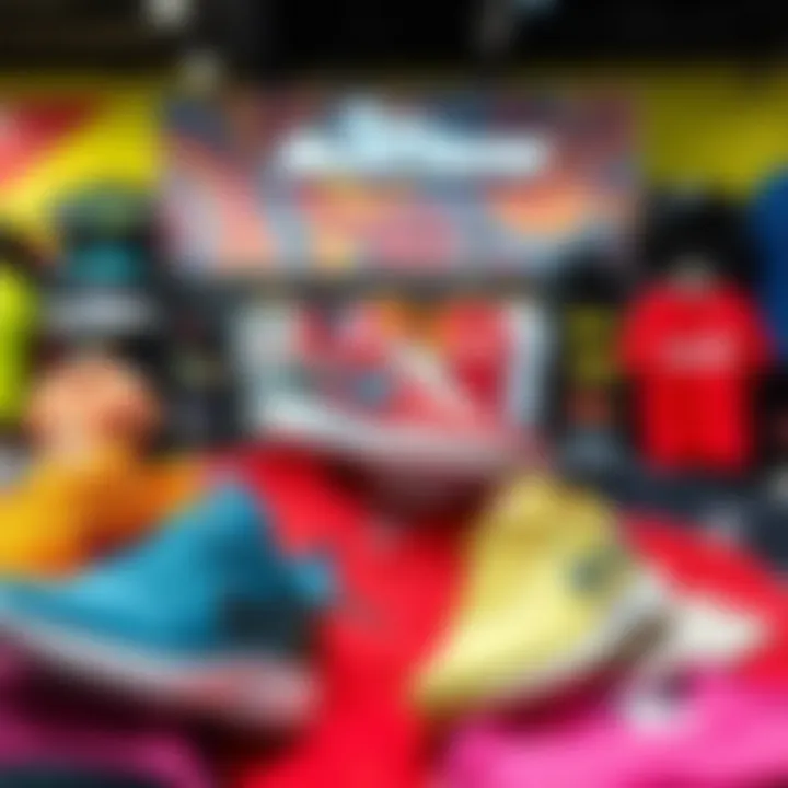 Trendy apparel arranged with vibrant colors