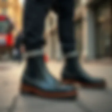 Stylish Mayze Stack Casual Chelsea Boots showcased in an urban setting