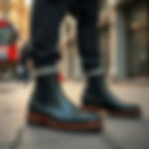 Stylish Mayze Stack Casual Chelsea Boots showcased in an urban setting
