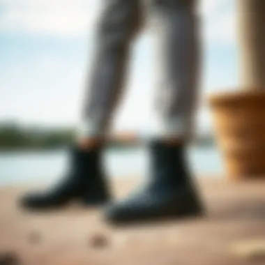 Mayze Stack Chelsea Boots displayed in a lifestyle context