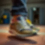 Diverse New Balance footwear models showcased in a lifestyle setting