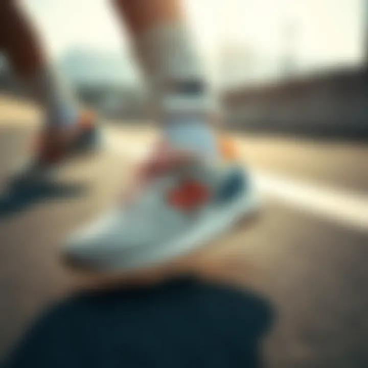 Dynamic Lifestyle with Sneakers Dynamic lifestyle shot featuring New Balance sneakers in action