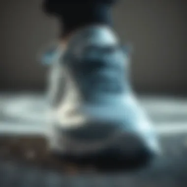 Close-up of the unique design features of Nike high sole shoes