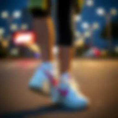 A fashionable outfit paired with high sole Nike footwear