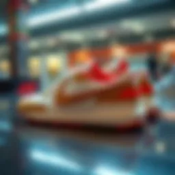 Stylish high sole Nike sneakers on display