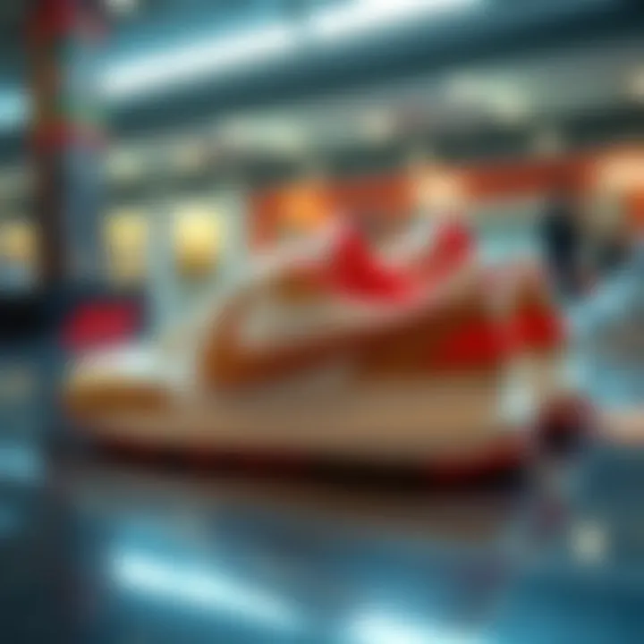 Stylish high sole Nike sneakers on display