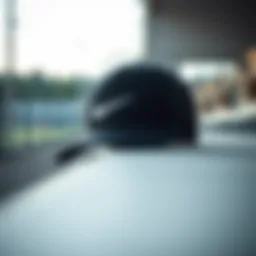 Stylish black Nike cap on a sporty backdrop