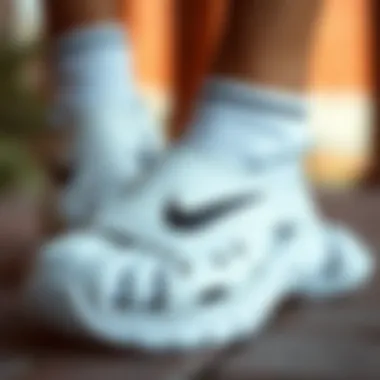 Close-up of Nike sandals showcasing comfort features