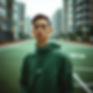 Stylish Representation of Sustainability A model showcasing a stylish outfit from the Nike Green collection