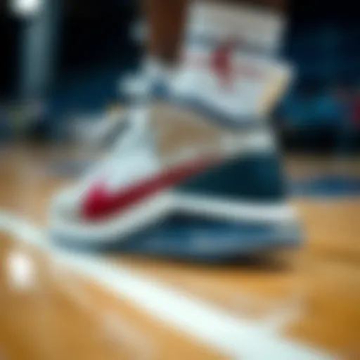 Close-up view of Nike LeBron James shoes showcasing innovative design features