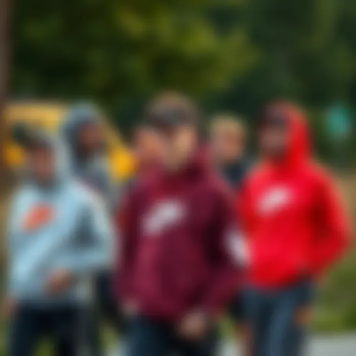 Group of friends enjoying outdoor activities in Nike sweatshirts