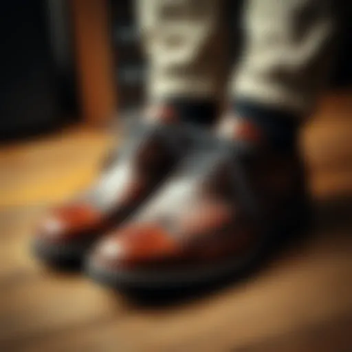 Stylish Leather Footwear Stylish leather shoes on a wooden floor