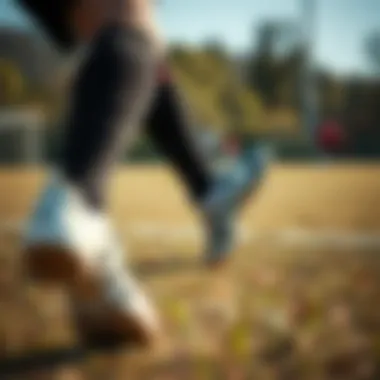 A player in action wearing turf shoes on a field.